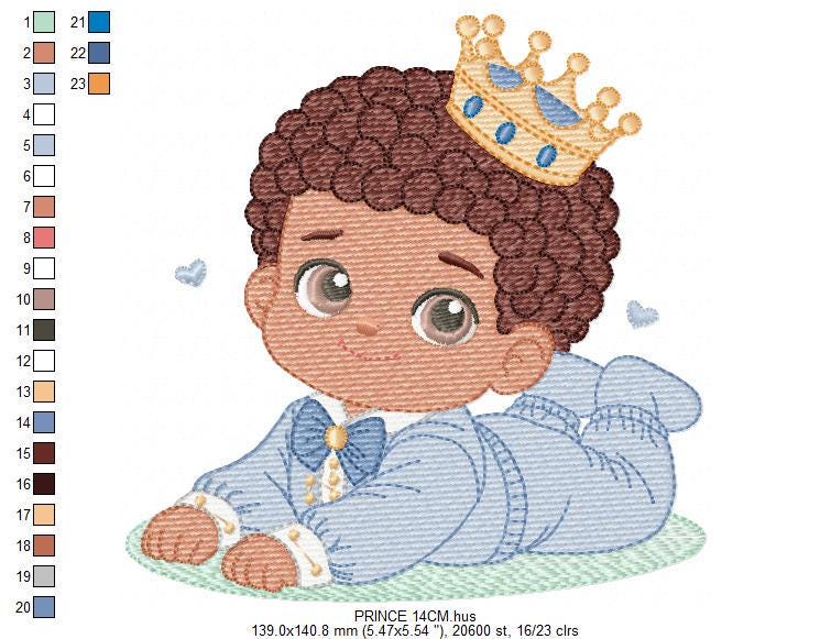 Prince embroidery designs - Baby boy with crown machine embroidery pattern - Infant Toddler file - Instant digital download pes jef dst hus