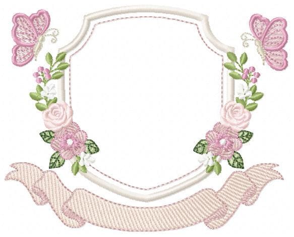 Flower Frame embroidery designs - Delicate Butterfly Monogram shape machine embroidery pattern - Floral Wreath - Instant download pes jef