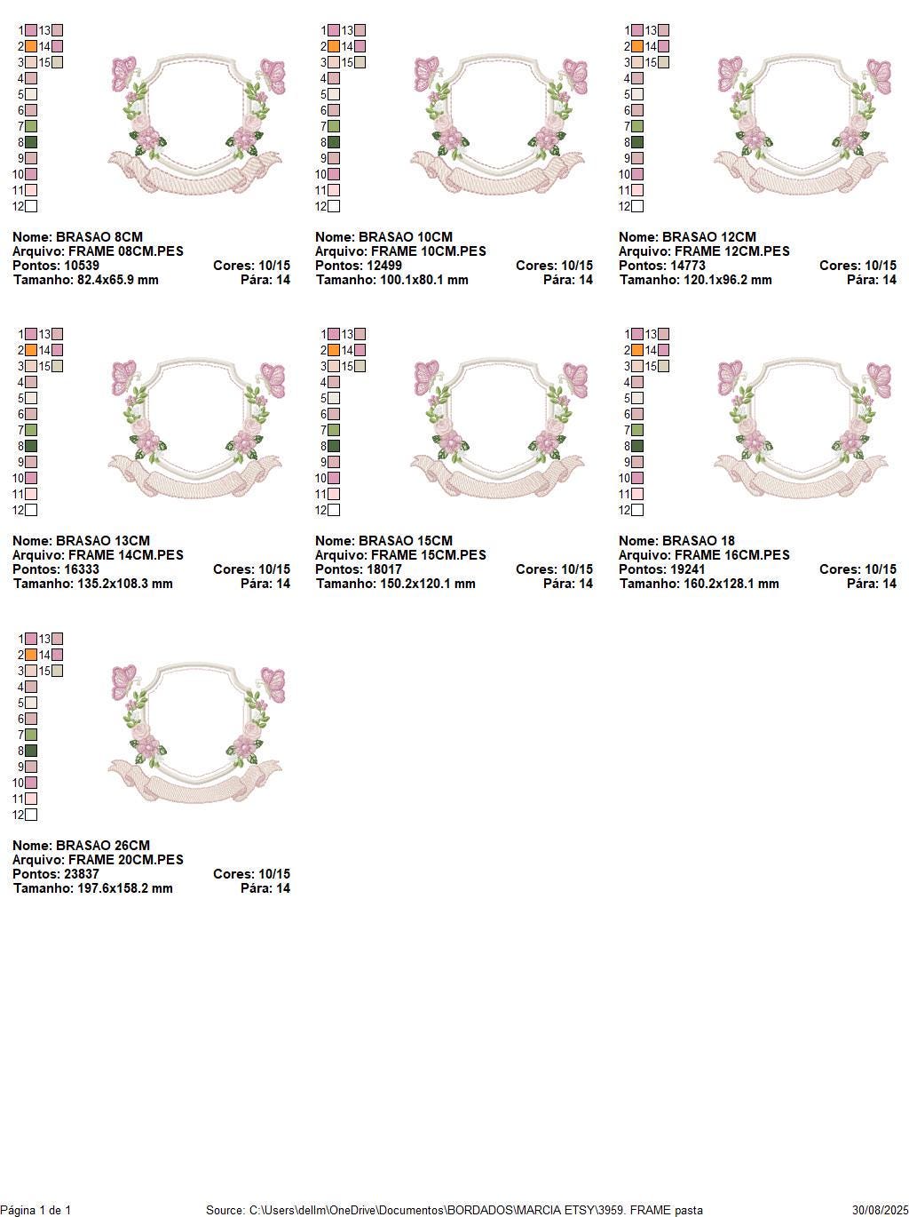 Flower Frame embroidery designs - Delicate Butterfly Monogram shape machine embroidery pattern - Floral Wreath - Instant download pes jef
