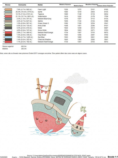 Sailboat embroidery designs - Baby Boat Boat machine embroidery pattern - Marine Ocean Nautical file - Instant digital download pes jef dst