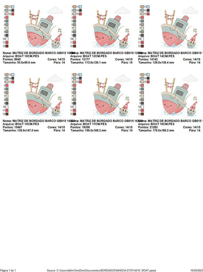 Sailboat embroidery designs - Baby Boat Boat machine embroidery pattern - Marine Ocean Nautical file - Instant digital download pes jef dst