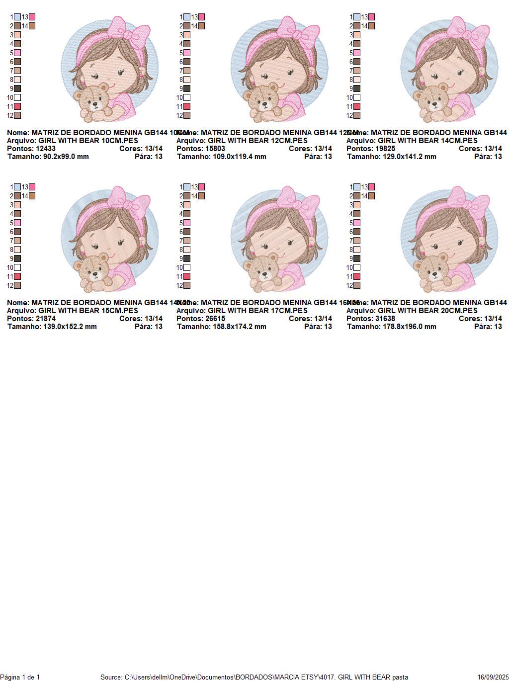 Baby girl Princess embroidery designs - Ballerina with teddy bear machine embroidery pattern - Girl with pink bow lace - Instant download