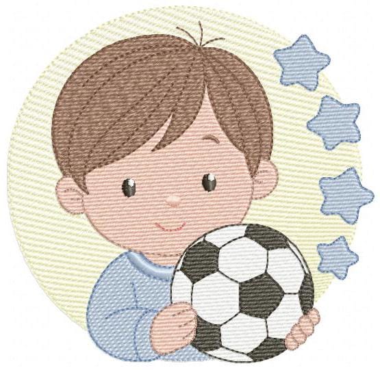 Baby boy embroidery designs - Soccer Player machine embroidery file - Boy with ball file - Instant digital download pes jef dst hus vp3 xxx