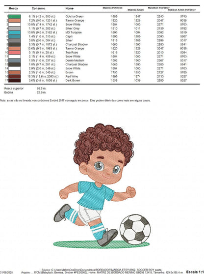 Soccer player embroidery designs - Baby Boy with curly hair machine embroidery file - Boy with soccer ball file - Instant digital download