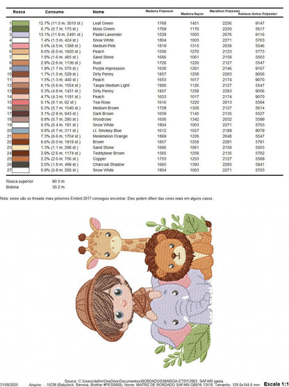 Safari explorer with wild animals embroidery designs - Elephant Lion Giraffe machine embroidery pattern - Baby boy file - Instant download