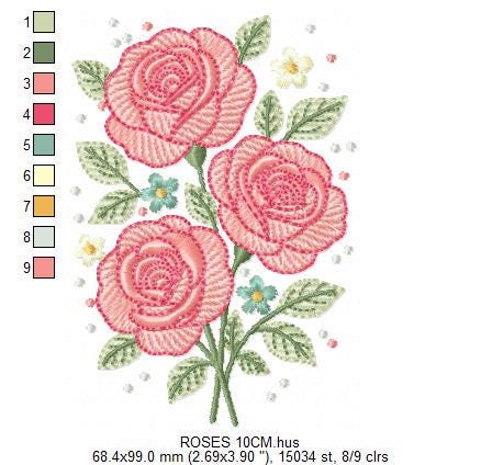Roses embroidery designs - Kitchen Towel Flowers machine embroidery pattern - Rose embroidery file - Instant digital download pes jef hus