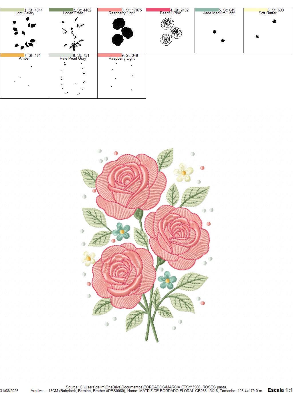 Roses embroidery designs - Kitchen Towel Flowers machine embroidery pattern - Rose embroidery file - Instant digital download pes jef hus