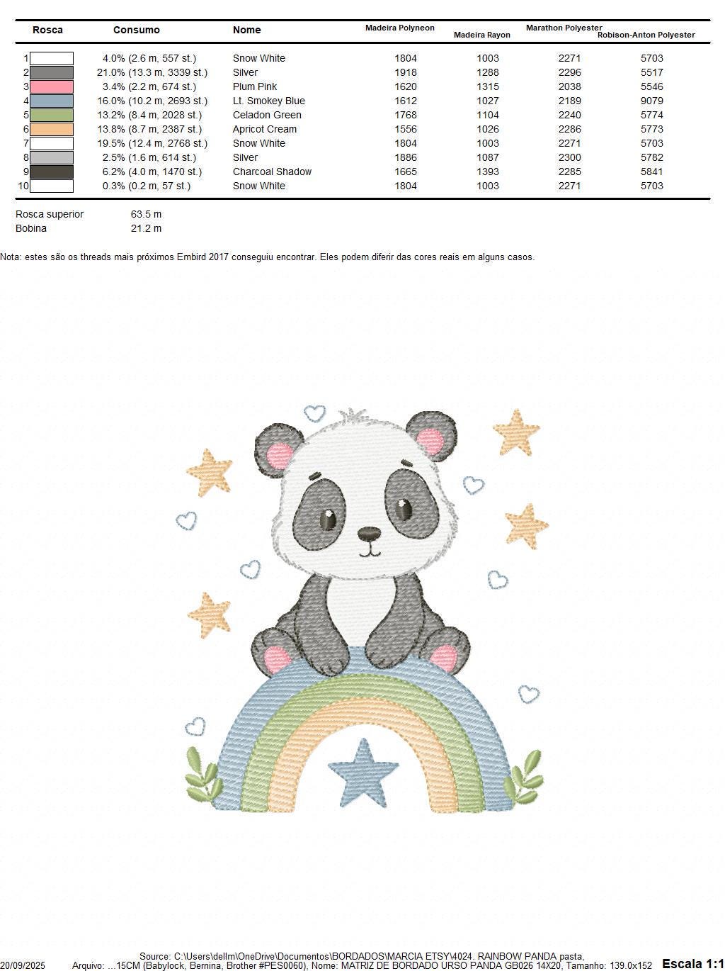Panda embroidery design - Animal with rainbow and flowers machine embroidery pattern - Baby boy file - Instant digital download pes jef dst
