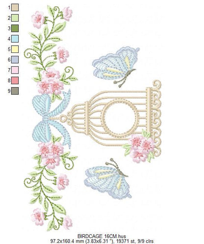 Birdhouse embroidery designs - Cherry Blossom tree with flowers machine embroidery pattern - Baby girl file - Instant digital download pes