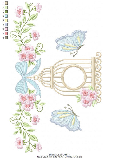 Birdhouse embroidery designs - Cherry Blossom tree with flowers machine embroidery pattern - Baby girl file - Instant digital download pes