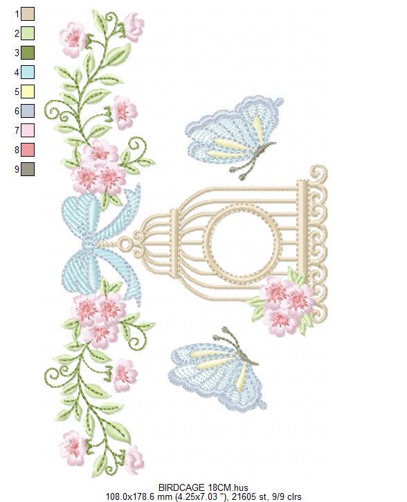 Birdhouse embroidery designs - Cherry Blossom tree with flowers machine embroidery pattern - Baby girl file - Instant digital download pes