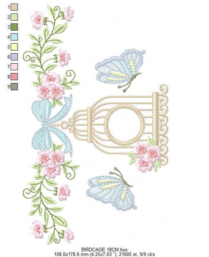 Birdhouse embroidery designs - Cherry Blossom tree with flowers machine embroidery pattern - Baby girl file - Instant digital download pes