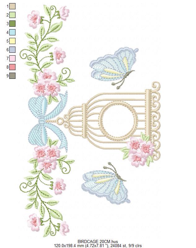 Birdhouse embroidery designs - Cherry Blossom tree with flowers machine embroidery pattern - Baby girl file - Instant digital download pes