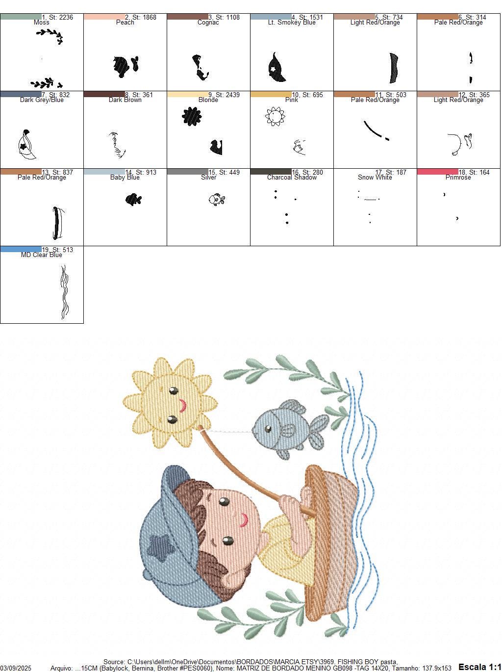 Baby boy fishing embroidery design - Fisherman boy machine embroidery pattern - Children toddler playing sun grass file - Instant download