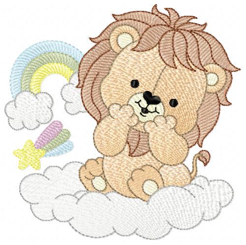 Lion with rainbow embroidery designs - Safari Wild animal machine embroidery pattern - Newborn Baby boy file - Instant download pes jef dst