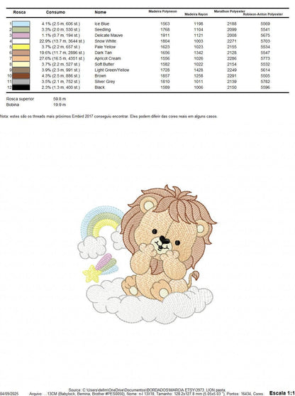 Lion with rainbow embroidery designs - Safari Wild animal machine embroidery pattern - Newborn Baby boy file - Instant download pes jef dst