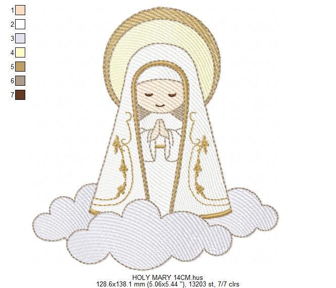 Holy Mary embroidery designs - Holy Virgin Mary machine embroidery pattern - Catholic religious file - Hail Mary - Instant digital download