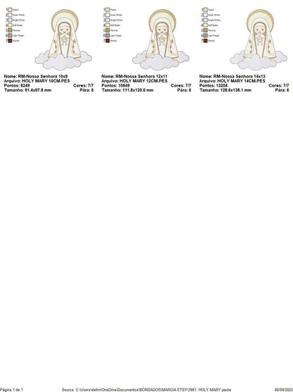 Holy Mary embroidery designs - Holy Virgin Mary machine embroidery pattern - Catholic religious file - Hail Mary - Instant digital download