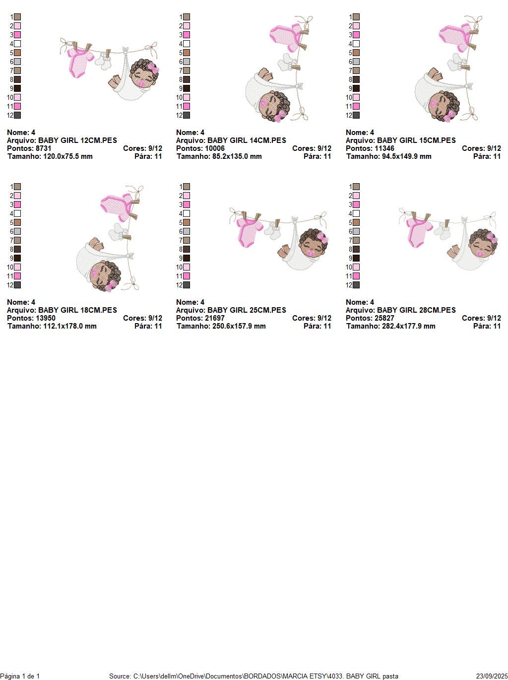 Baby girl with clothes line embroidery designs - Newborn machine embroidery pattern - Gender Reveal Party - Instant digital download pes jef