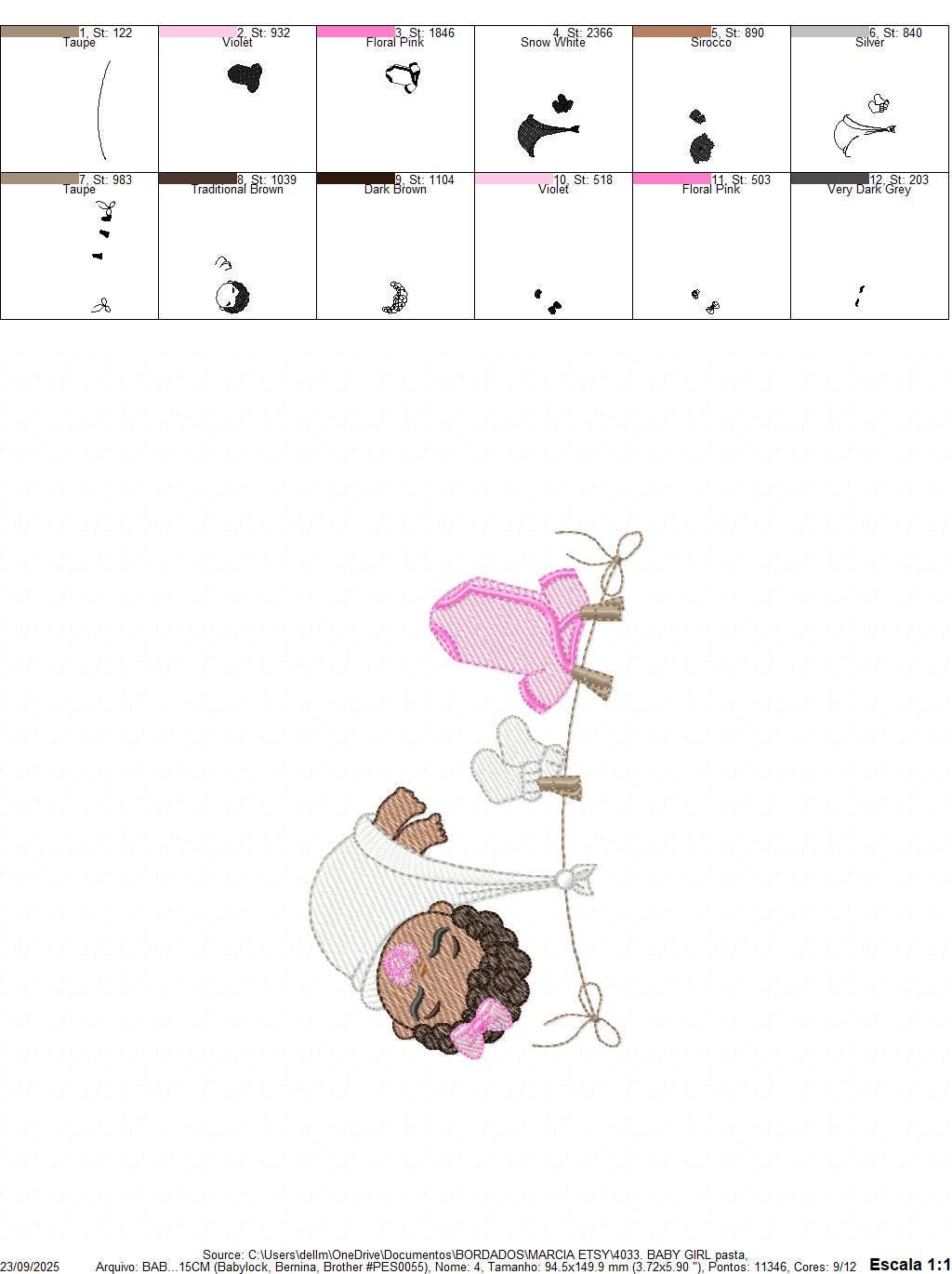 Baby girl with clothes line embroidery designs - Newborn machine embroidery pattern - Gender Reveal Party - Instant digital download pes jef