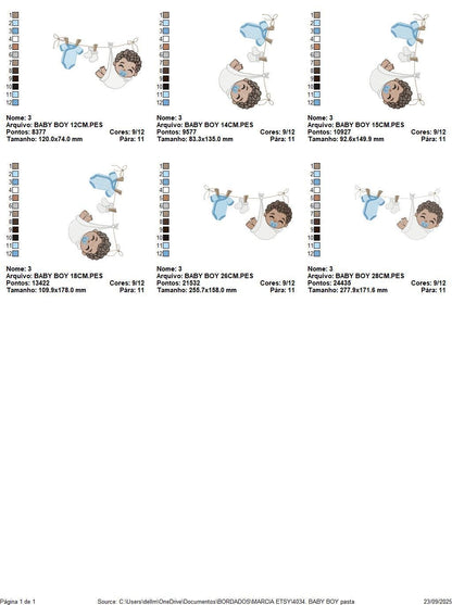Baby boy with clothes line embroidery designs - Newborn machine embroidery pattern - Gender Reveal Party - Instant digital download pes jef