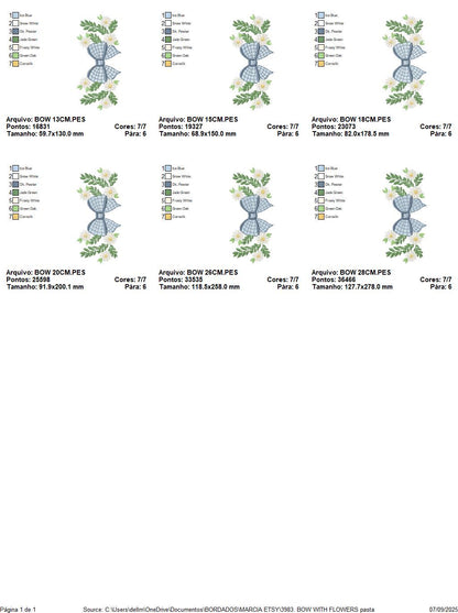 Flowers with lace embroidery designs - Blue Bow with daisies machine embroidery pattern - Floral Kitchen towel - instant digital download