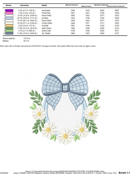 Flowers with lace embroidery designs - Plaid Bow with daisies machine embroidery pattern - Floral Kitchen towel - instant digital download