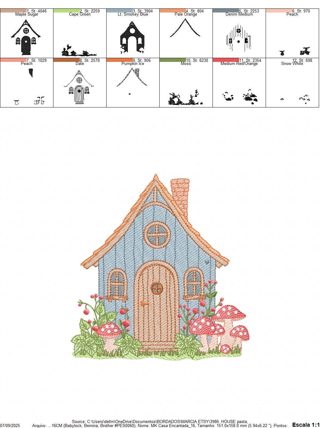 Fairytale Magical House embroidery designs - Fairy house with mushrooms machine embroidery pattern - Baby girl file - Instant download pes