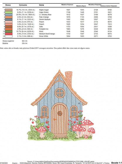 Fairytale Magical House embroidery designs - Fairy house with mushrooms machine embroidery pattern - Baby girl file - Instant download pes