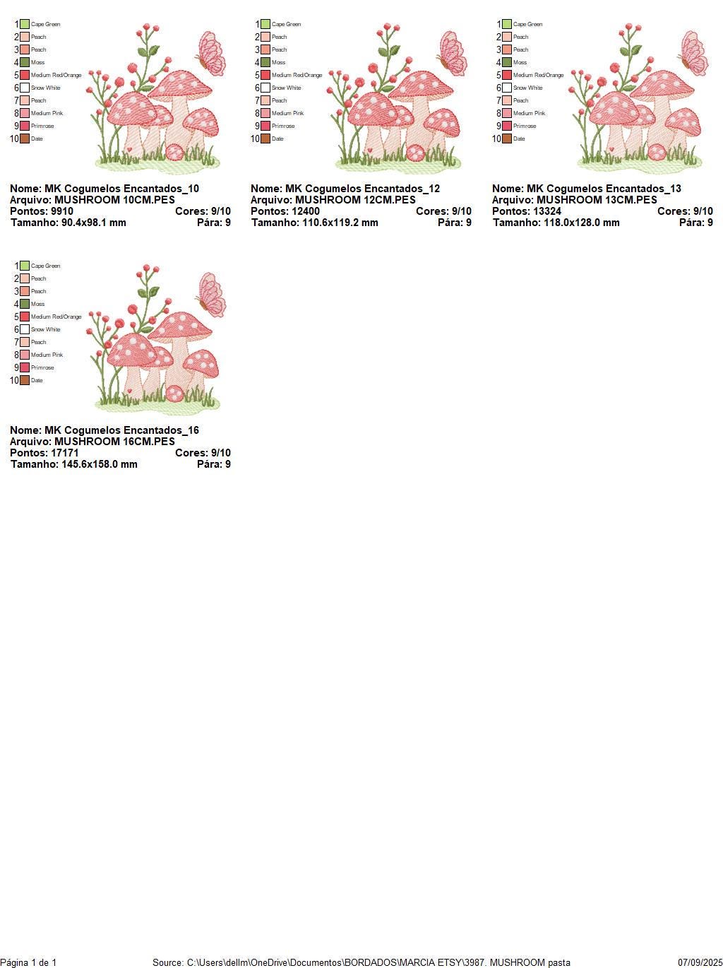 Mushroom with flowers embroidery designs - Forest Toad machine embroidery pattern - Kitchen Towel file - Instant download pes jef hus dst