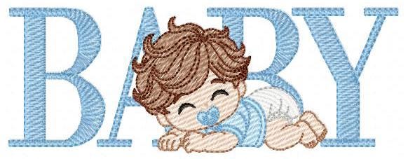 Baby boy embroidery design - Newborn with pacifier and diaper machine embroidery pattern - Young toddler file - Instant digital download pes