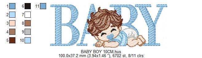 Baby boy embroidery design - Newborn with pacifier and diaper machine embroidery pattern - Young toddler file - Instant digital download pes