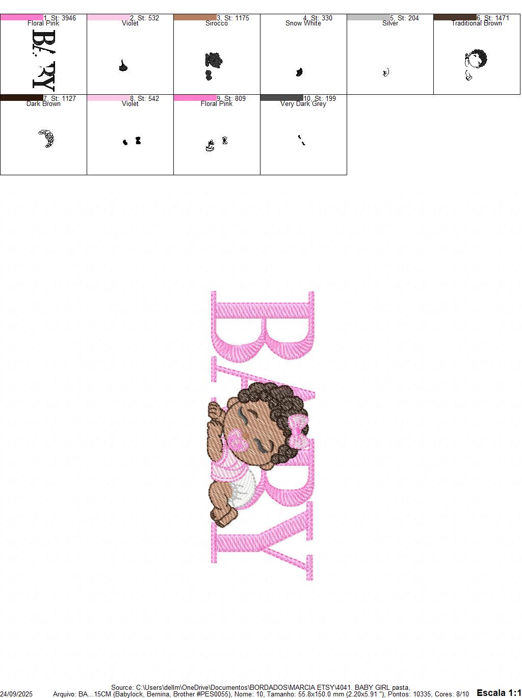 Baby girl embroidery designs - Newborn with pacifier and diaper machine embroidery pattern - Princess black curly hair - Instant download