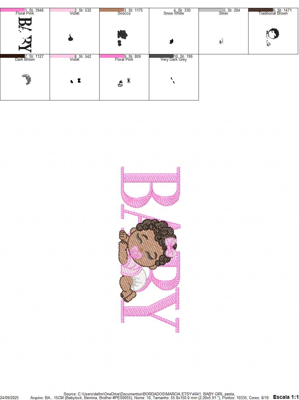 Baby girl embroidery designs - Newborn with pacifier and diaper machine embroidery pattern - Princess black curly hair - Instant download
