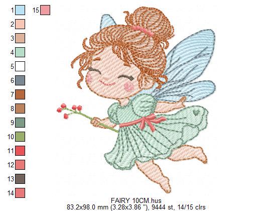 Fairy with flowers embroidery designs - Fairy with wings machine embroidery pattern - Magical Pixie file - Instant Digital Download pes jef