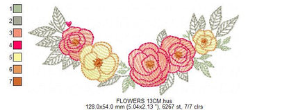 Flower line embroidery designs - Roses Divider machine embroidery pattern - Kitchen towel file - Instant download pes jef dst vp3 hus xxx