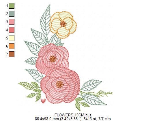 Roses embroidery designs - Kitchen Towel Flowers machine embroidery pattern - Rose embroidery file - Instant digital download pes jef hus