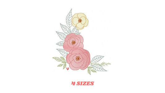 Roses embroidery designs - Kitchen Towel Flowers machine embroidery pattern - Rose embroidery file - Instant digital download pes jef hus