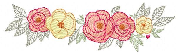 Flower line embroidery designs - Roses Divider machine embroidery pattern - Kitchen towel file - Instant download pes jef dst vp3 hus xxx
