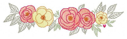 Flower line embroidery designs - Roses Divider machine embroidery pattern - Kitchen towel file - Instant download pes jef dst vp3 hus xxx