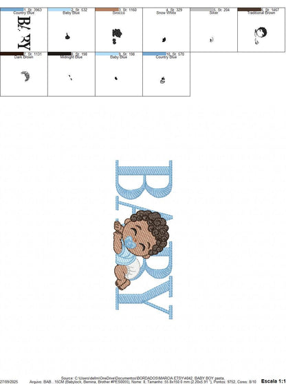 Baby boy embroidery design - Newborn with pacifier nd diapers machine embroidery pattern - Young toddler file - Instant digital download