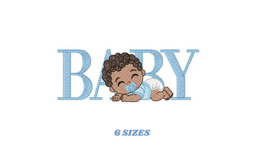 Baby boy embroidery design - Newborn with pacifier nd diapers machine embroidery pattern - Young toddler file - Instant digital download