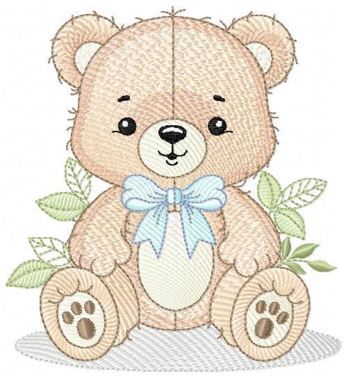 Teddy Bear embroidery designs - Baby Boy bear with bow tie machine embroidery pattern - Instant digital download pes jef dst hus vp3 xxx