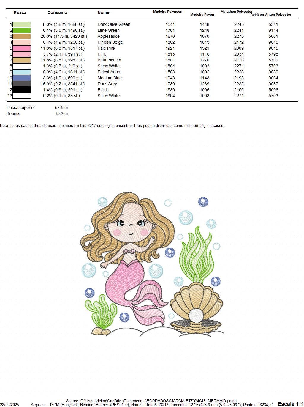 Mermaid embroidery designs - Ocean Sea Princess machine pattern - Mermaid rippled design - Baby Girl file - Instant download pes jef dst hus