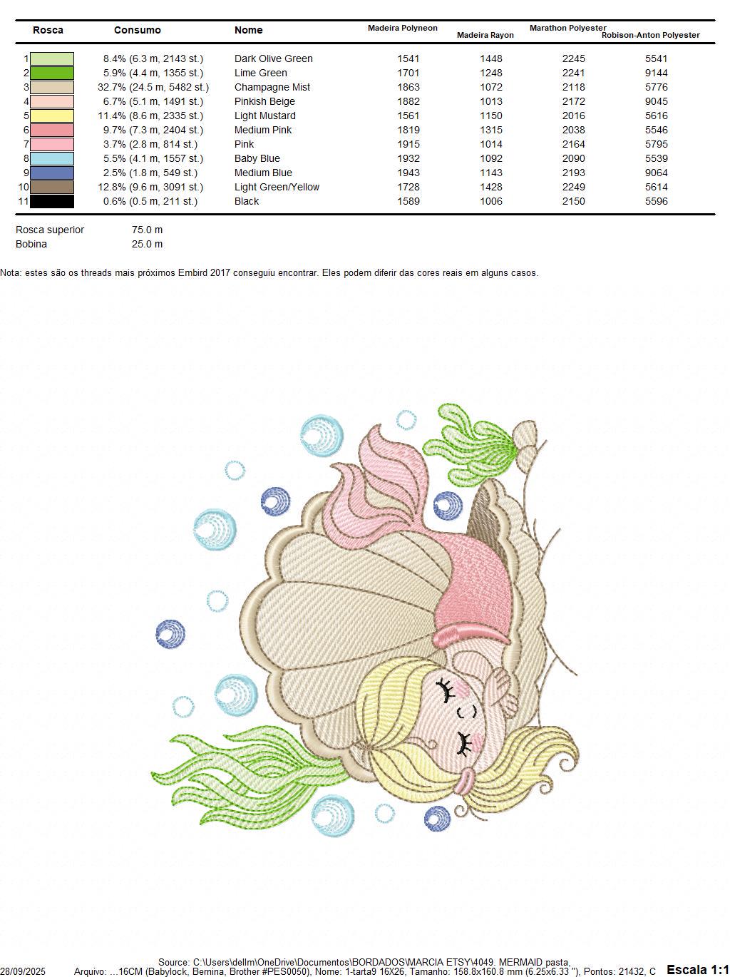 Mermaid embroidery designs - Ocean Sea Princess machine pattern - Mermaid rippled design - Baby Girl file - Instant download pes jef dst hus