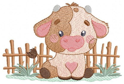 Ox embroidery design - Cow Farm Animal Ranch machine embroidery pattern - Kitchen Towel file - Instant digital download pes jef dst hus vp3