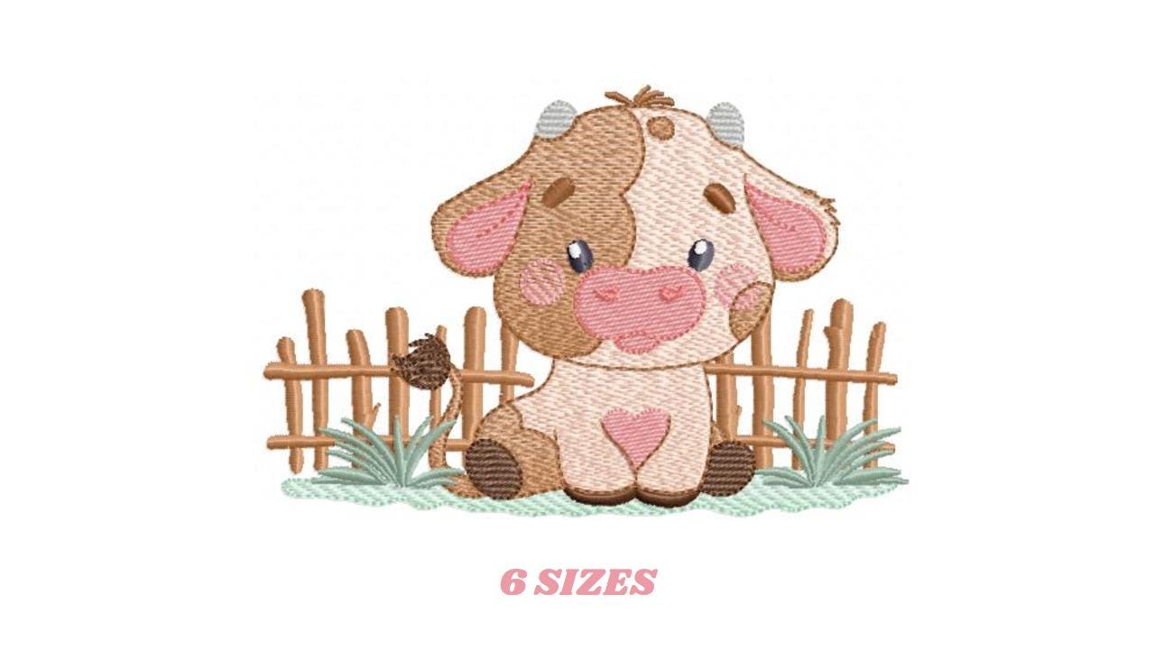 Ox embroidery design - Cow Farm Animal Ranch machine embroidery pattern - Kitchen Towel file - Instant digital download pes jef dst hus vp3