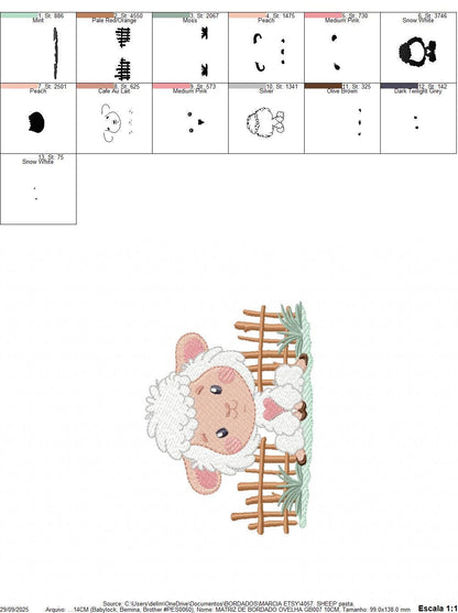 Sheep embroidery design - Farm Animal Lamb machine embroidery pattern - Newborn Baby boy file - Instant digital download pes jef dst hus vp3