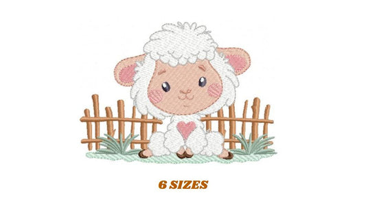 Sheep embroidery design - Farm Animal Lamb machine embroidery pattern - Newborn Baby boy file - Instant digital download pes jef dst hus vp3