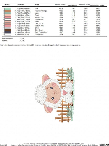 Sheep embroidery design - Farm Animal Lamb machine embroidery pattern - Newborn Baby boy file - Instant digital download pes jef dst hus vp3